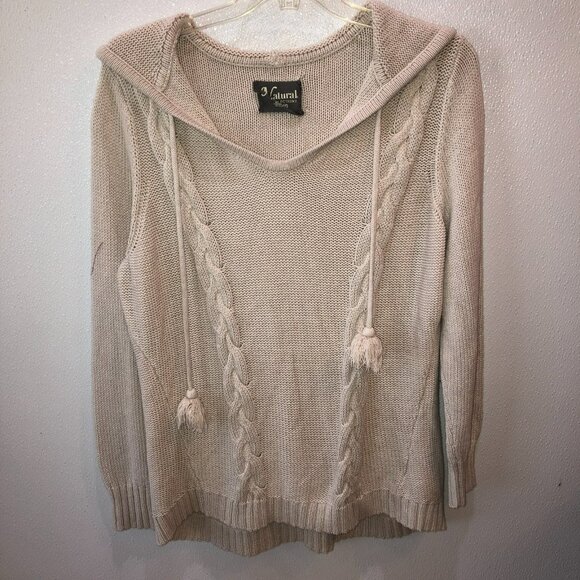 Natural Reflections Womens Size XL Beige Tan Sweater Hoodie Pullover Jacket - Picture 3 of 8
